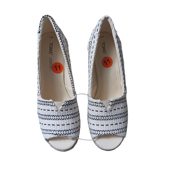 Toms Michelle Peep Toe Wedge Sandal Espadrilles Shoe Women's Size 11 - Picture 3 of 6